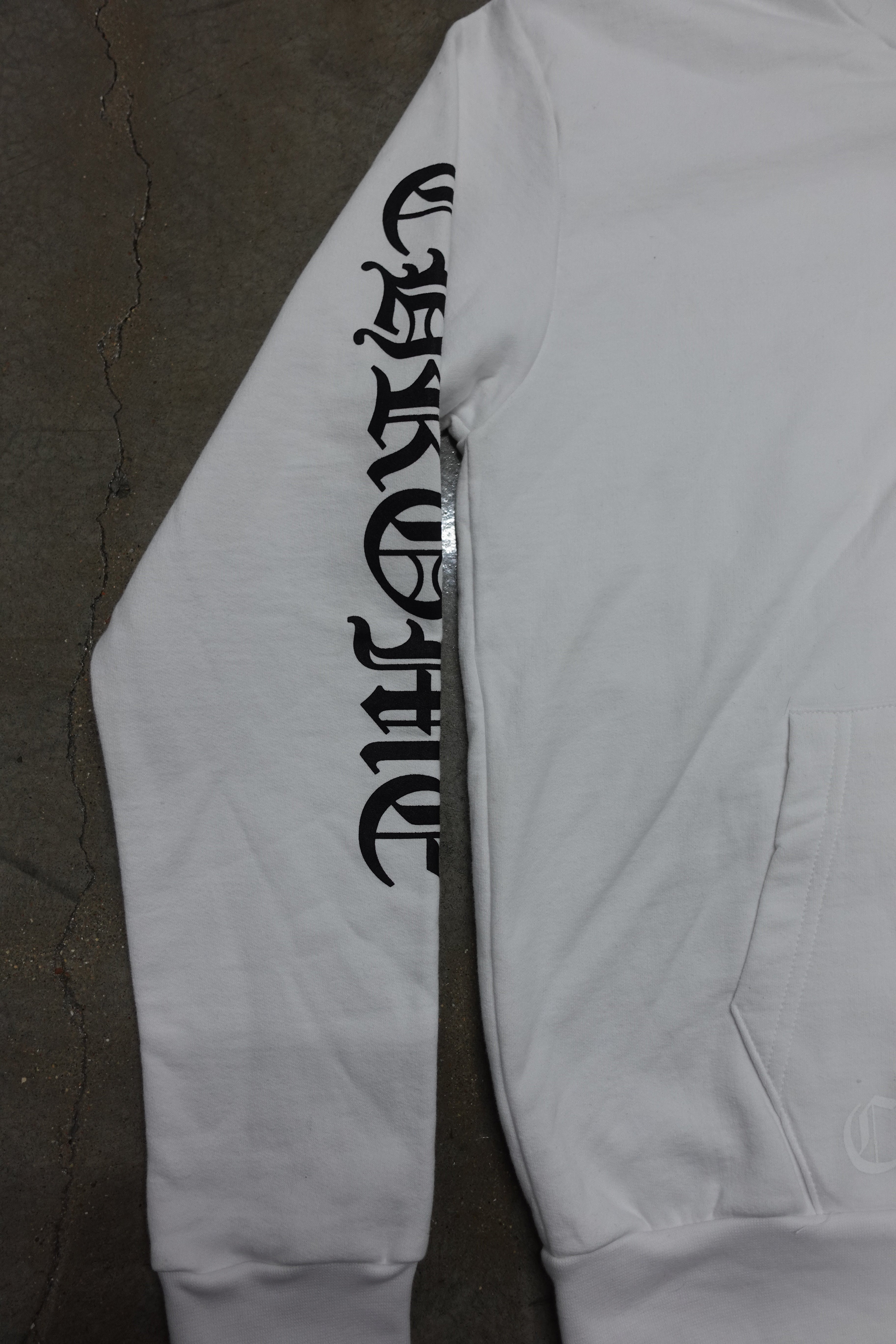 SCRIPT ZIP UP HOODIE WHITE/BLACK