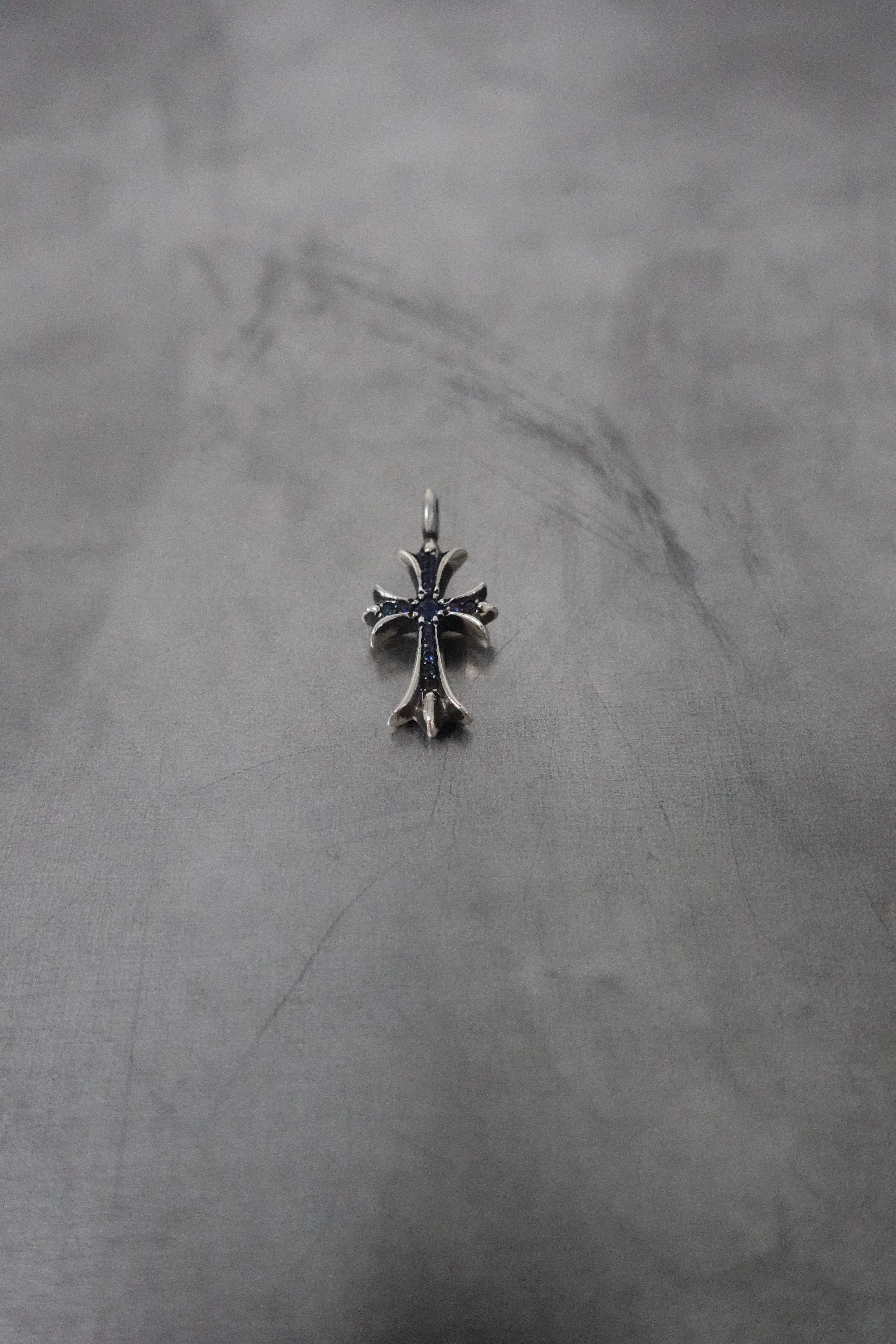 BLUE SAPPHIRE TINY CROSS PENDANT