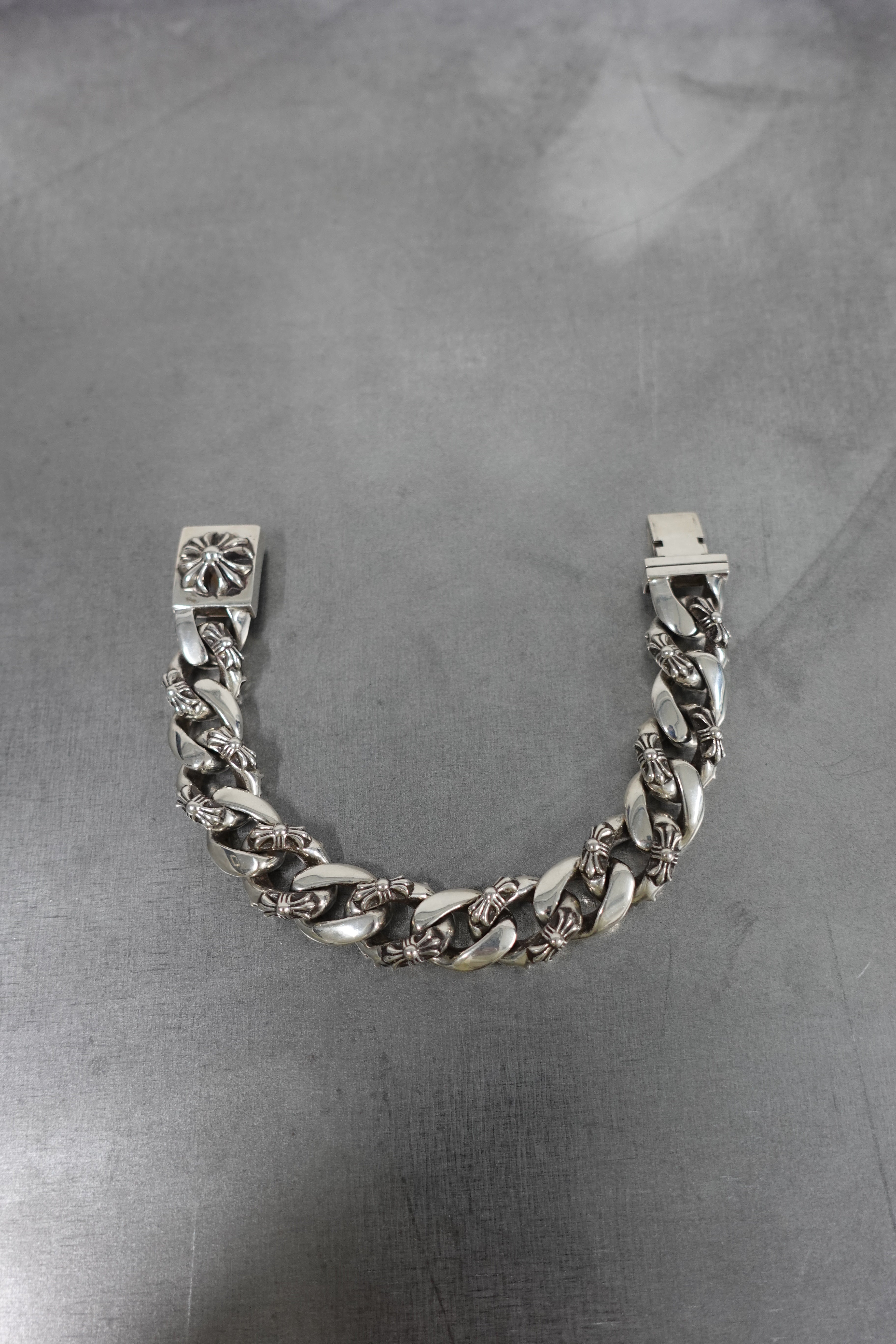 PLUS CROSS BOX ID FANCY LINK BRACELET