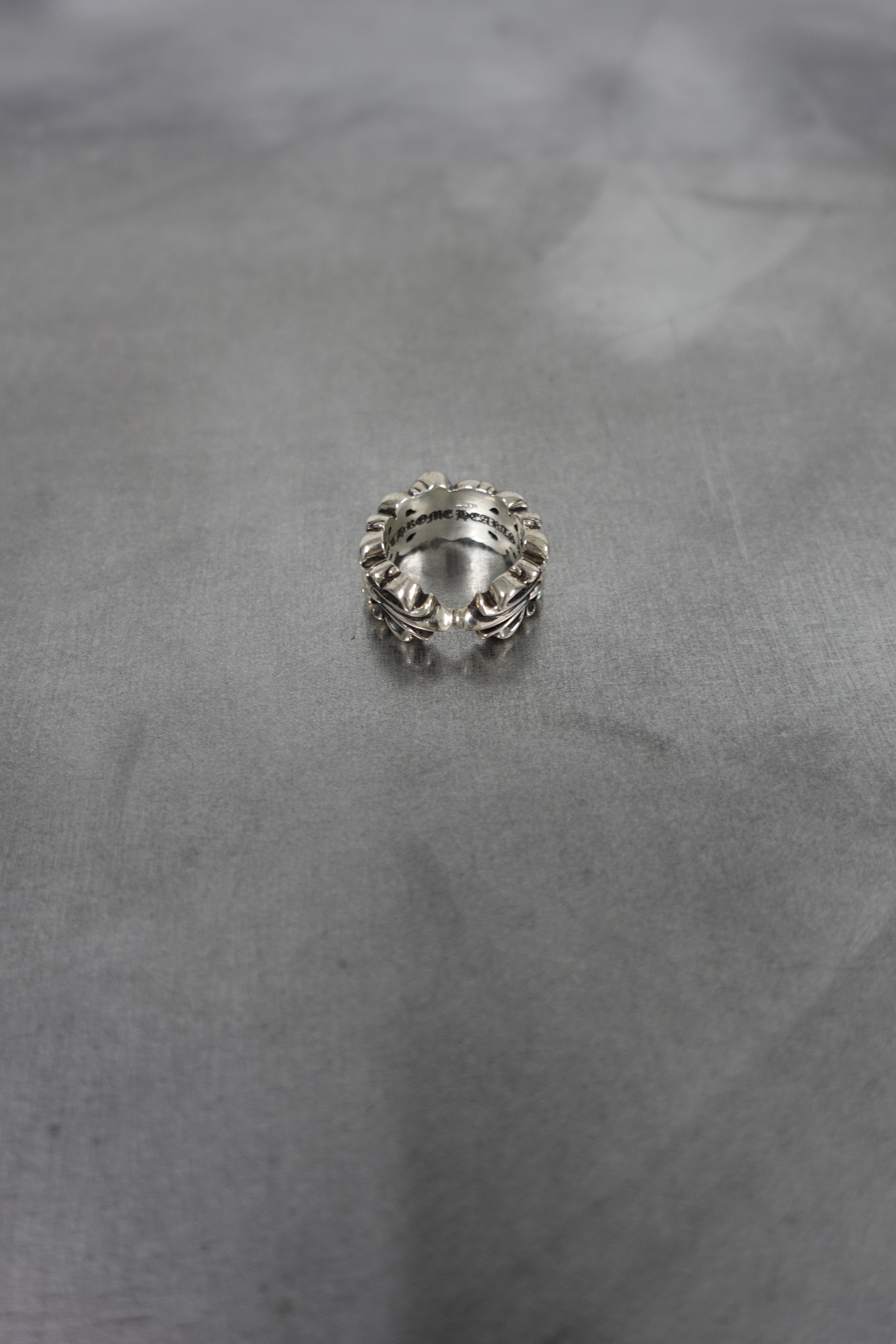 DOUBLE FLORAL CROSS HEART RING