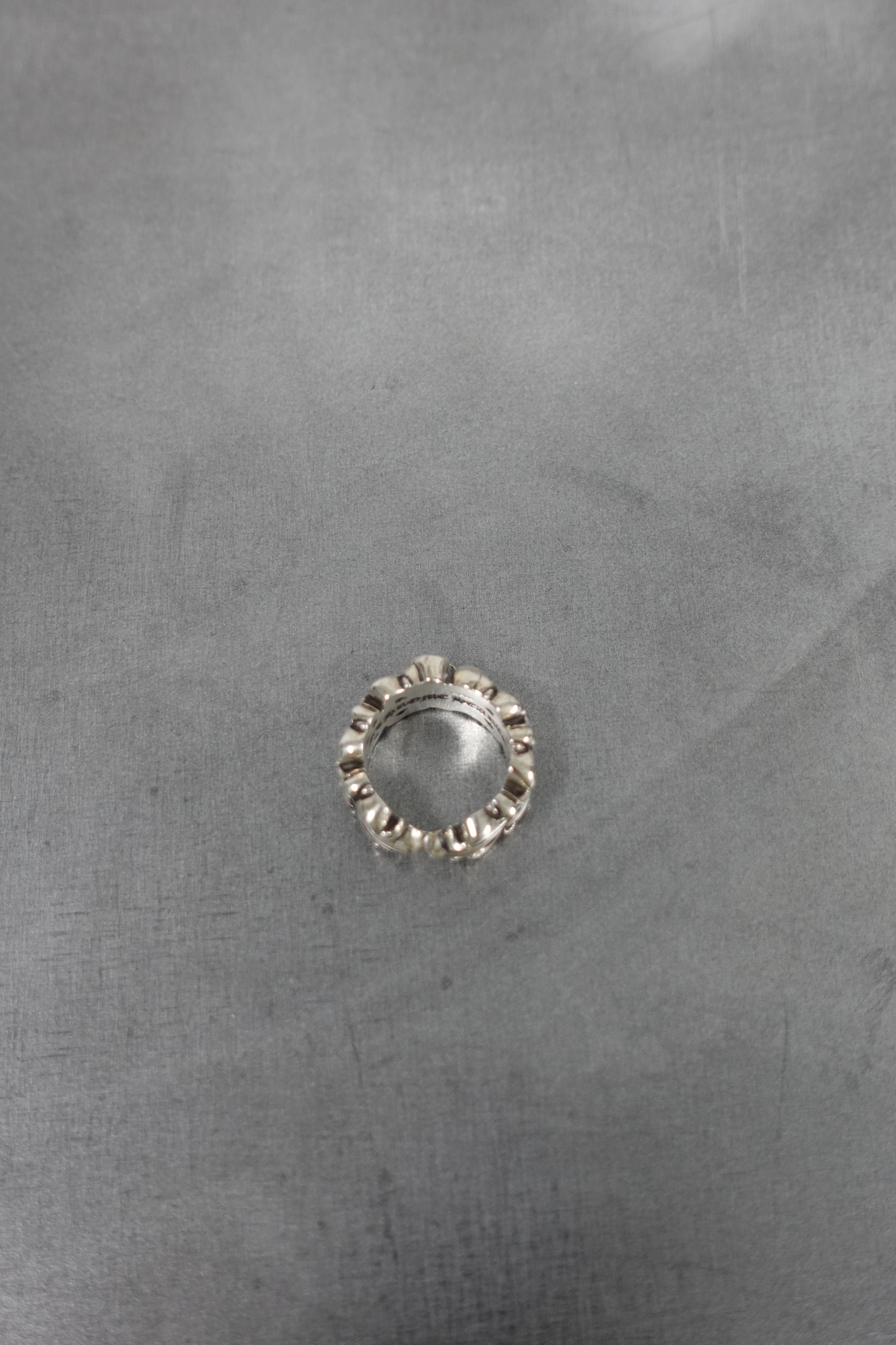 DOUBLE FLORAL CROSS HEART RING