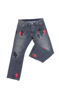 BLACK RED CROSS PATCH GREY CLB JEANS