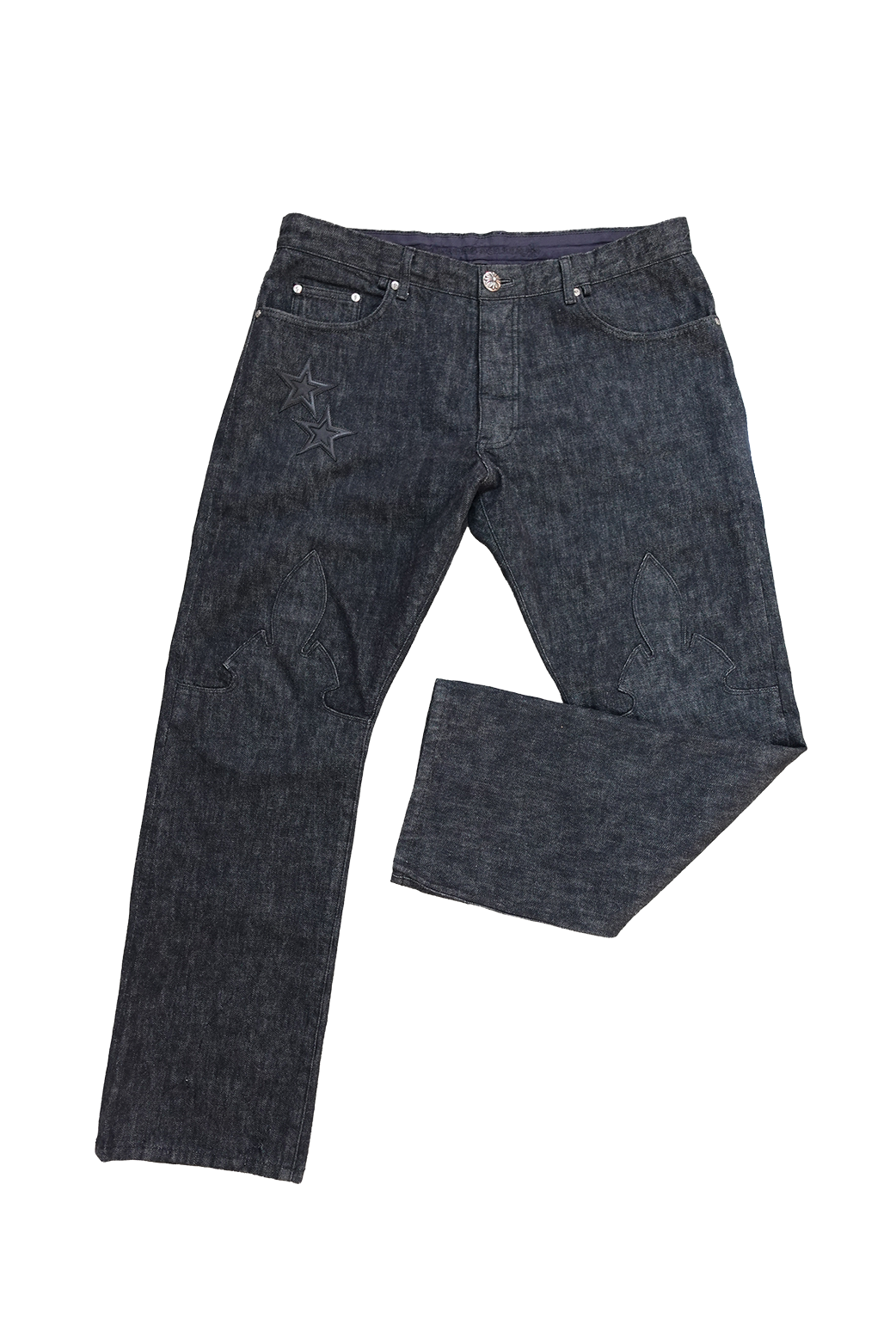 FLEUR KNEE STAR PATCH JEANS BLACK